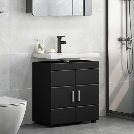 vidaXL Ensemble d'armoire de salle de bain TULUM Noir 60 x 34 x 63 cm (1/5)