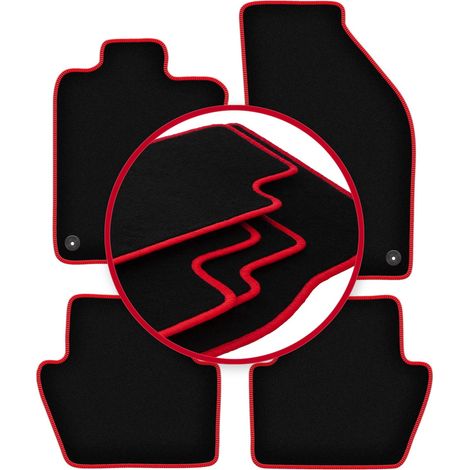 Tapis de sol en velours à bordure rouge pour : Volvo C70 I cabriolet, coupé (1997-2005) (1/5)