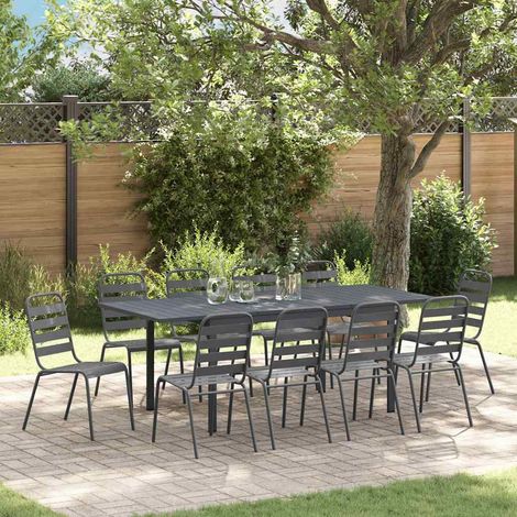 Conjunto de Comedor de Jardín 11 pcs Antracita Acero vidaXL (1/5)