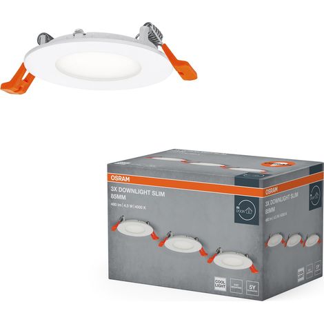 Spot encastrable LED Essential Slim 85 mm 4,5 W Blanc, lot de 3 downlights (1/3)
