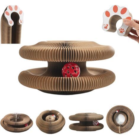 Griffoir pour Chat Magic Organ, Cat Scratching Board Magique Pliable avec Balle Cloche, Jouet Interactif pour Chat Kitty Interieur Cat Toys Accessoire (1/5)