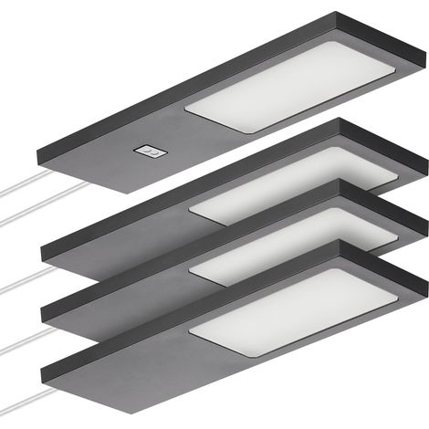 SOTECH LED-Möbelleuchte GIULIA II mit / ohne Sensor schwarz, 4000K neutralweiß inkl. Trafo & Verteiler, 4er Set