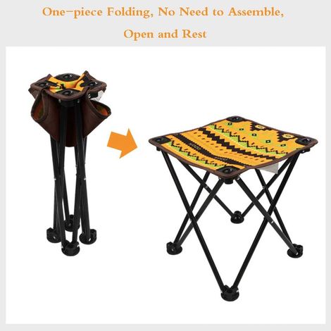 Jardin Petit Tabouret Pliant Camping Portable, Mini Chaise Pliable Fauteuil Tabouret Pliable Chaise Pliante Extérieure, 33  33  36cm Tabouret Pliant 1pc Jaune Noir (1/4)