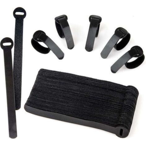 60 attaches câble réutilisables noires - pour PC, TV, bureau, organisation cordons (1/4)