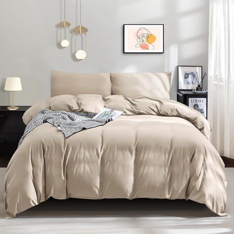 Bettwäsche 200x200 Mikrofaser 3teilig Khaki 200 x 200 cm+2 x 80 x 80cm (1/5)