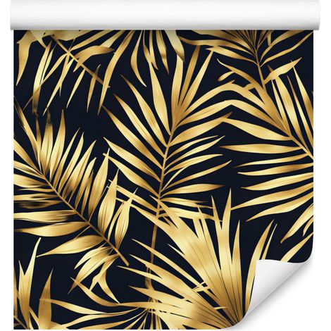 Papier peint Fleurs et Feuilles Ocre et Brun pour Salon et Chambre 50x1000 cm (1/5)