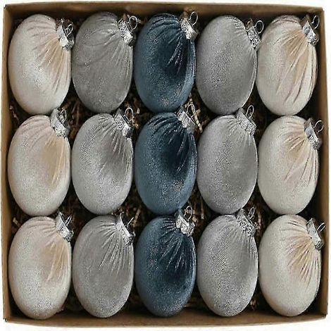 Boules de Noël en velours, 15 pièces, 8 cm (3,1 pouces), grandes boules de Noël incassables à suspendre au sapin. (1/5)