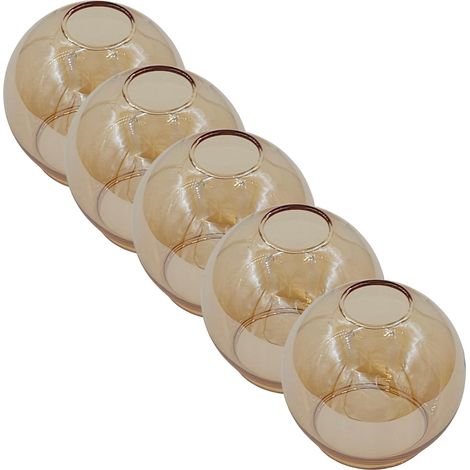 Lot de 5 abat-jours de rechange pour ampoule LED E14 - Verre de rechange doré - Lampe à suspension - Lampe de chevet - Plafonnier doré (1/5)