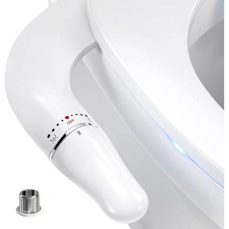 Bidet Toilette WC, Ultra-thin Kit Abattant Japonais Pour Salle De Bain, Pulvérisateur De Boku, Buse Rétractable Et Pression D'eau Réglable, Entrée En Laiton, Blanc (Deux Buses)