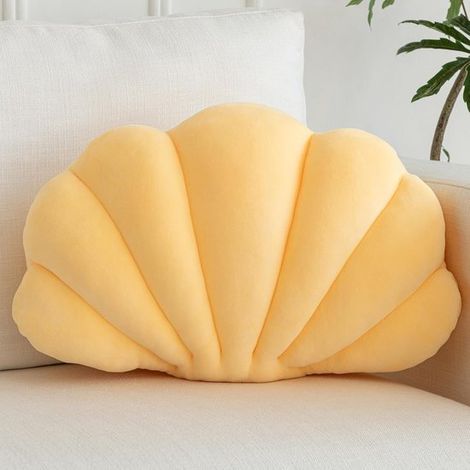 Cuscino decorativo in velluto a forma di conchiglia - Simpatico cuscino d'accento in stile spiaggia per divano, camera da letto e soggiorno. (1/5)