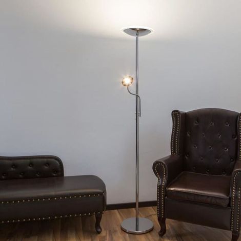 [GEBRAUCHT] B-Ware Lampenwelt Chrom-Deckenfluter Stehlampe Stehleuchte Malea mit LEDs und Leselampe (1/2)