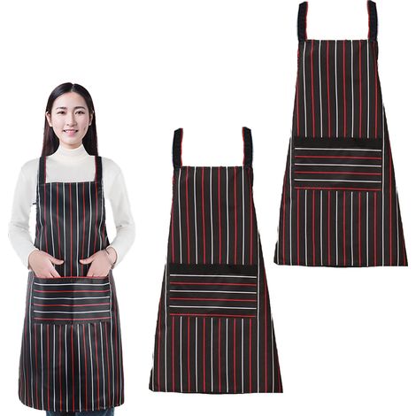 Tablier De Cuisine - Mixte Coton-Polyester - Avec Poche Et Bretelles Réglables - Pour Homme Et Femme - Lot De 2 (1/5)