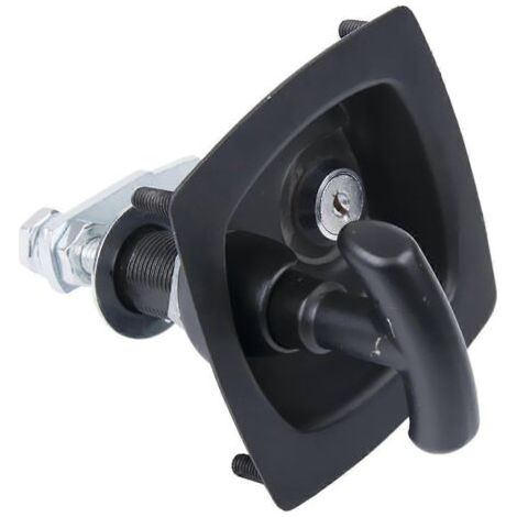 Serrure en T encastrée et pliante noire avec poignée (boîte à outils pour caravane) en acier inoxydable (1/5)
