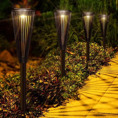 Lot de 4 lampes solaires d'extérieur pour allée, jardin, trottoir et cour (1/4)