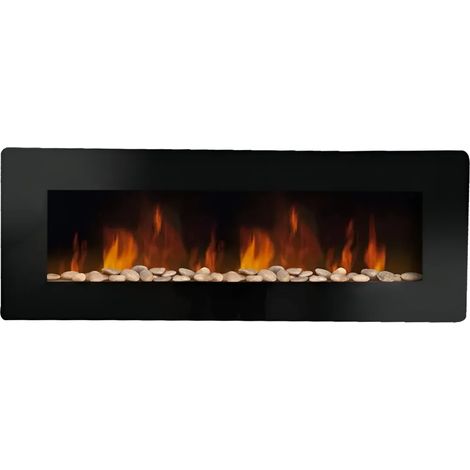 Camino Elettrico da Parete 1800 W Vetro Temperato LED Telecomando