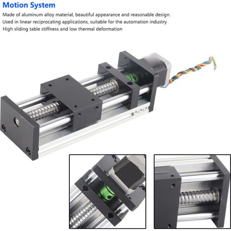 Beyamis Rail de guidage linéaire à double vis à billes avec moteur 42 et course effective de 100 mm (vis à billes 1605) (1/5)