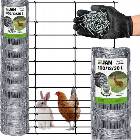 Clôture en grillage forestier, hauteur 100/13/30 L, 50 m, épaisseur gratuite pour poules Lièvre
