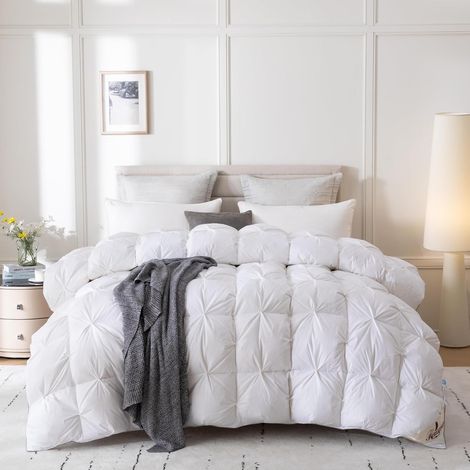 Couette en Duvet 220x240 Plume Naturelle Hiver Très Chaude Épais Garnissage 450g/m² 2 Personne Édredon 220x240 Enveloppe Coton, Lavable en Machine (1/5)