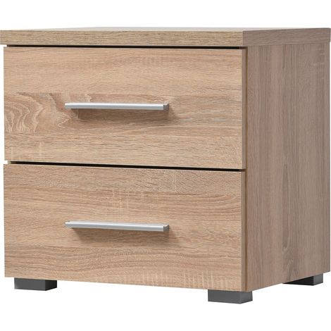 Comodino con 2 cassetti Europe con guide in metallo h 43 cm -Rovere Sonoma