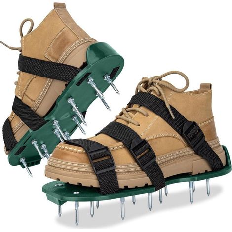 Sandales Aérateur Pelouse - Scarificateur Manuel - Aérateurs de Gazon - Aerateur Gazon Chaussures avec Pointes de 42mm - Chaussure d'aérateur de Pelouse à Taille réglable (1/4)