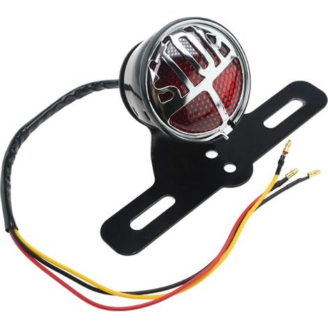 Retro-Rücklicht, Bremslicht, Kennzeichenbeleuchtung, Rückleuchte, Chopper-Bremslicht, Schwarz (1/3)