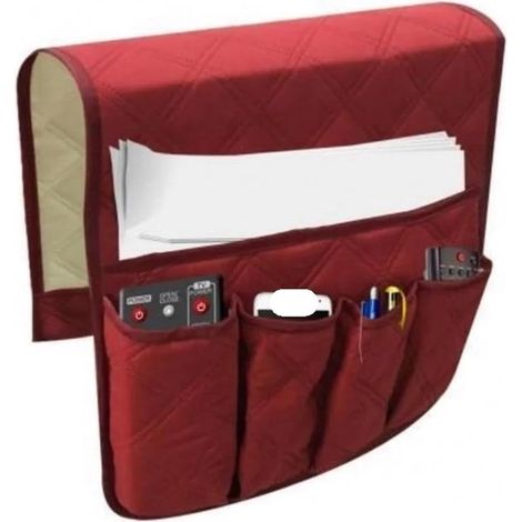 Organizador para reposabrazos de sofá - Organizador para silla - Organización de sala de estar - Compartimentos especiales - 90 x 34 cm - Rojo (1/5)