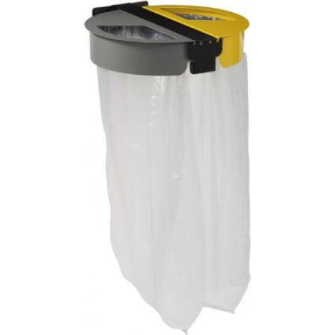 Support sac 2 flux mural Citwin essentiel - 2 x 110l - gris manganèse / gris ciment - RAL 7033 / jaune colza - RAL 1021