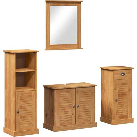 Maison Exclusive - Juego de muebles de baño con cajón VIGO 4 pcs Marrón miel (1/5)