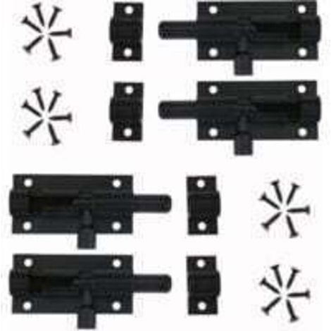 4 Pièces Verrou Targette de Porte, Loquet de Porte à Boulon Loquet Coulissant En Alliage D'aluminium Noir Loquet et Targette Avec Vis, pour Portail de Jardin, Cabanon, Fenêtres, Pièces I (1/4)