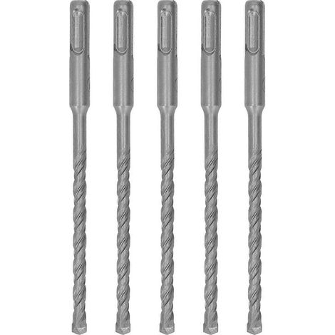 5 forets pour marteau perforateur, longueur 160 mm, 2 arêtes de coupe, auto-centreurs, pointe en carbure, forets à percussion pour (1/4)