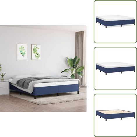 Cadre de lit sans matelas bleu 160x200 cm tissu - Cadre De Lit - Lit Double - Literie - Meuble Chambre - Chambre À Coucher (1/5)