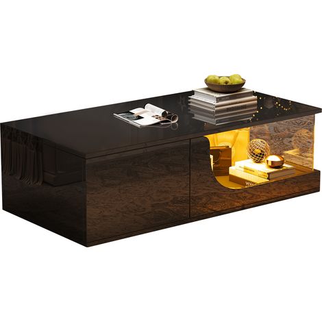 Moderner Weißer Couchtisch mit Unregelmäßiger Form – 2 Schubladen, Platzsparend, Stilvoll, Stabil – Perfekt für Wohnzimmer & Mehrzwecknutzung (1/5)
