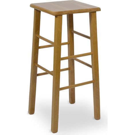 Barhocker 73 cm hoch aus hellem Nussbaum quadratischer Sitz aus massivem Holz