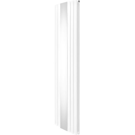 Radiatore Ovale con Specchio 1800mm x 500mm Moderno Designer a Doppia Colonna Verticale Riscaldatore Bianco in Acciaio al Carbonio Montato a Parete Pulizia Spazzola Kit di Fissaggio e Staffe (1/5)