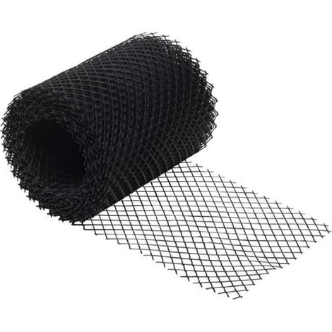 Grillage de protection pour gouttière noir, compatible avec 10 clous de fixation au sol, grille de protection anti-débris pour système d'évacuation des eaux pluviales (1/4)