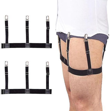 Hosenträger für Herren, elastisch und verstellbar, mit rutschfesten und abschließbaren Clips (1 Paar, schwarz)