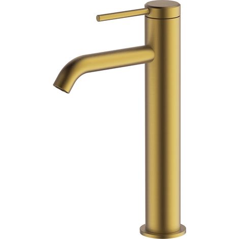 Hoxton Tall Basin Mixer Tap Mono Brushed Brass Finish by Britton Bathrooms, With Waste