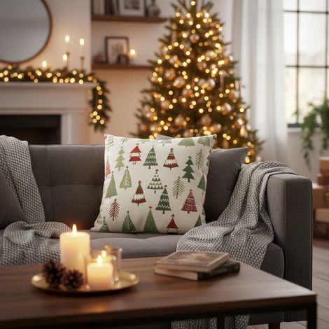Cuscino in poliestere con alberi per decorazione da 45 x 45 cm (1/3)