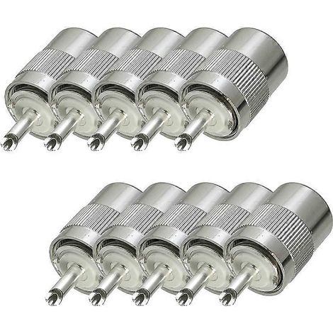 10 fiches UHF mâles PL259 en laiton à souder pour câbles RG58 RG142 LMR195 RG400 (1/5)