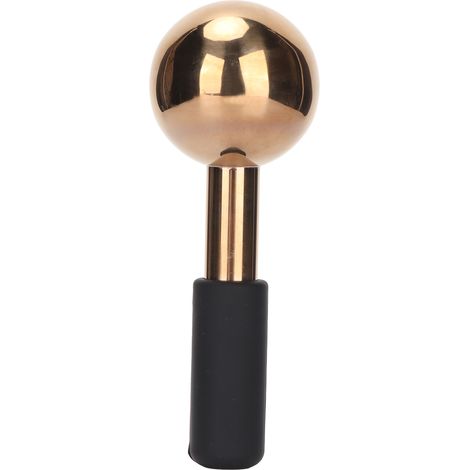 Lot de 2 boules de massage facial en acier inoxydable rose or, glaçons anti-rides, soin beauté anti-âge, poignée noire. (1/5)