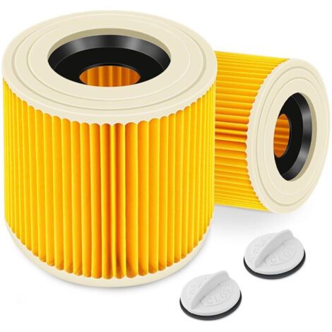 Lot de 2 cartouches filtrantes pour Kärcher Premium WD3, WD2, MV2, MV3, WD 3P, WD 3.200, WD 3.500 P, SE 4001, SE 4002, A2054, A2004, A2254, A2604, filtre pour aspirateur 6.414-552.0, 6.414-772.0, 6.41 (1/4)