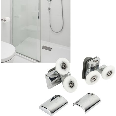 Juego de rodillos para puerta corredera, 23 mm de grosor (superior e inferior), color blanco, para puertas de baño y armario. (1/5)