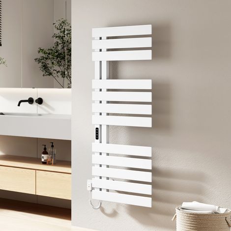 EMKE Elektrischer Handtuchheizkörper 130 x 50 cm 440 W Weiß mit LED-Display, App & Sprachsteuerung Badheizkörper Handtuchtrockner (1/5)