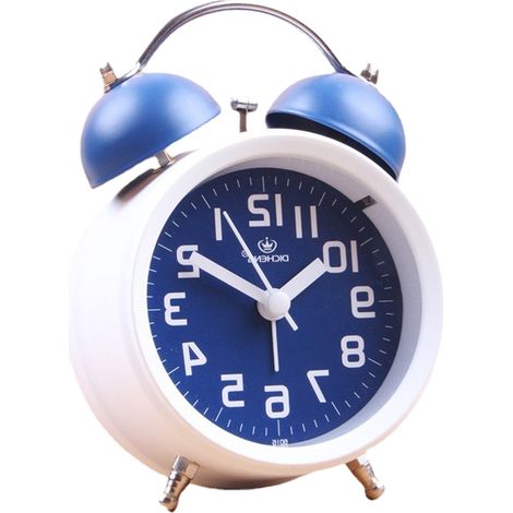 Réveil analogique vintage pour gros dormeurs, réveil à double cloche pour chambre, table de chevet, bureau, veilleuse, bleu (1/5)