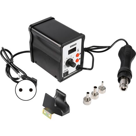 Station de Soudage avec Pistolet à Air Chau, Station de Reprise à Air Chaud avec 3 Buse et Écran LCD, Température Réglable à ° F / ° C, pour BGA, SOIC, CHIP, QFP, PLCC (1/5)