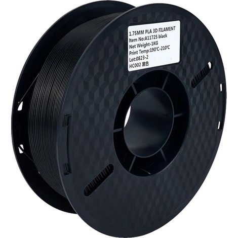Filamento PLA, alta qualità, ecologico, 1 kg, PLA nero (1/2)