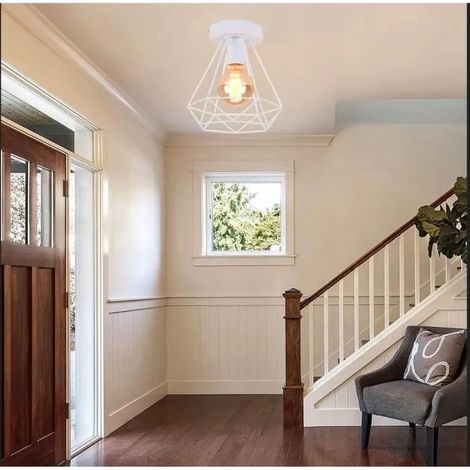 U-do Retro Plafonnier en Cage Couloir Créatif Lustre Plafonnier Industriel Vintage Fer Designe Simple Style Edison pour Salon (1/4)
