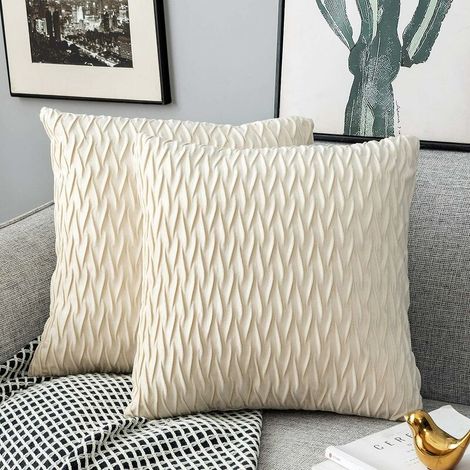 Housses Coussin en Velours 40x40cm pour Salon Canapé,Lot de 2 Housses Coussin Carrés de Motif uni Décoration Chambre (1/5)