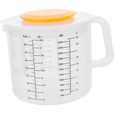 Bécher bécher 2,5 litres tasse à mesurer de cuisson avec balance bol à salade avec couvercle outil de mesure de cuisson (blanc)
