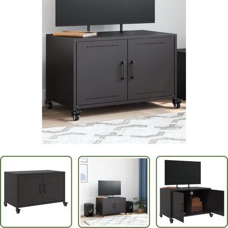 vidaXL Stahl-Schrank - TV-Schrank Schwarz 68x39x43,5 cm Stahl (1/5)